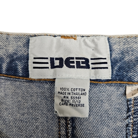 Vintage 80s Deb Acid Washed High Waist Denim Jean Skirt Size 11 Juniors P19‎ - Picture 10 of 12